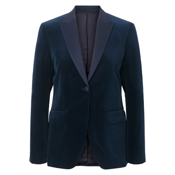 Womens Gant Navy Velvet Blazer Size 34 - Picture 1 of 3